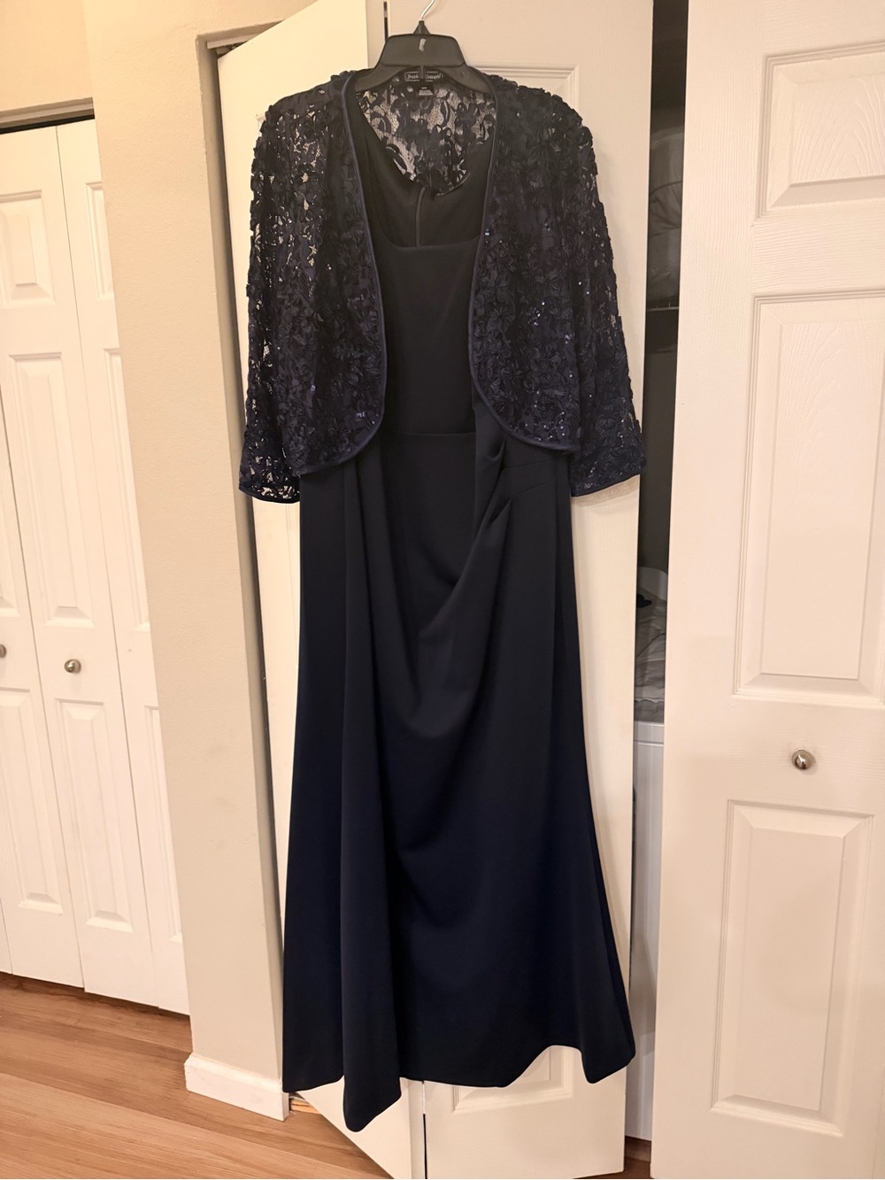 Jessica Howard Navy Lace Jacket Maxi Dress